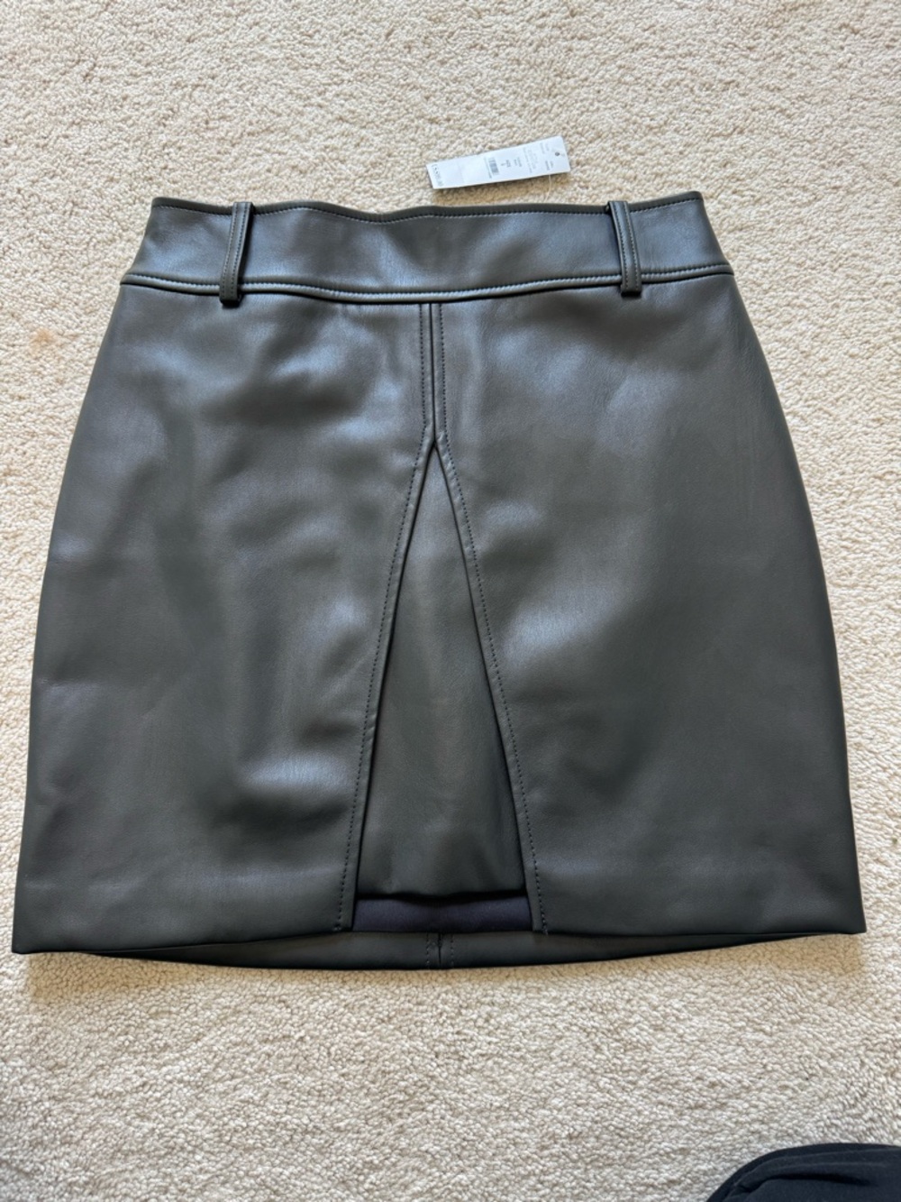 White House Black Market Black Faux Leather Mini Skirt with Front Slit